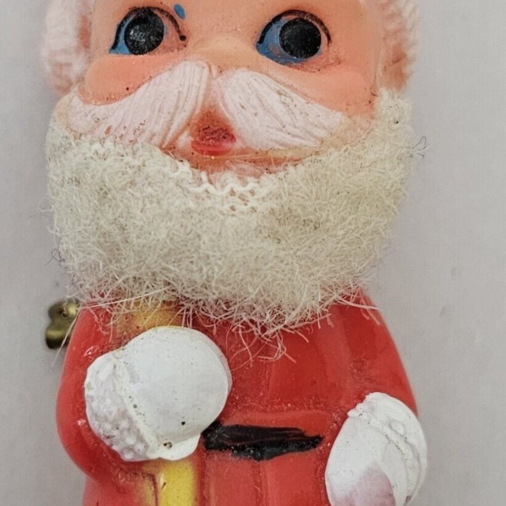 Santa Claus Pin 3" Vintage 1950s Plastic Brooch Christmas Holiday Made In Japan - Picture 10 of 11